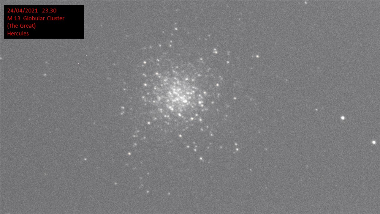 M 13 Globular Cluster (The Great) Hercules (Hugh C. Somerville) Sat 24th Apr 2021