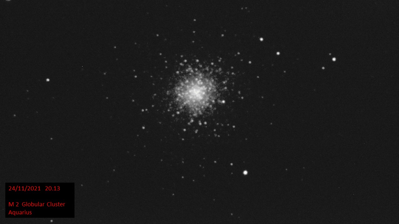 M 2 Globular Cluster Aquarius (Hugh C. Somerville) Wed 24th Nov 2021