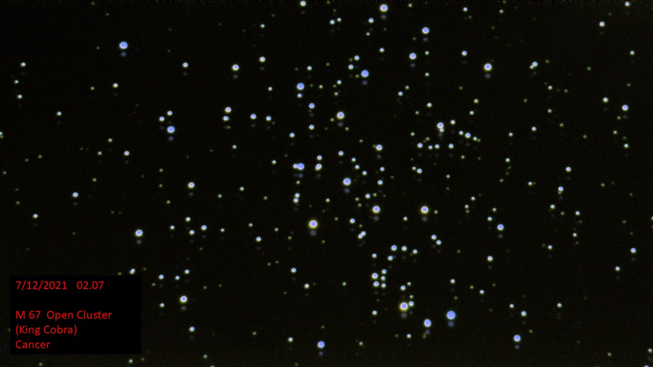 M 67 Open Cluster (King Cobra) Cancer (Hugh C. Somerville) Mon 6th Dec 2021