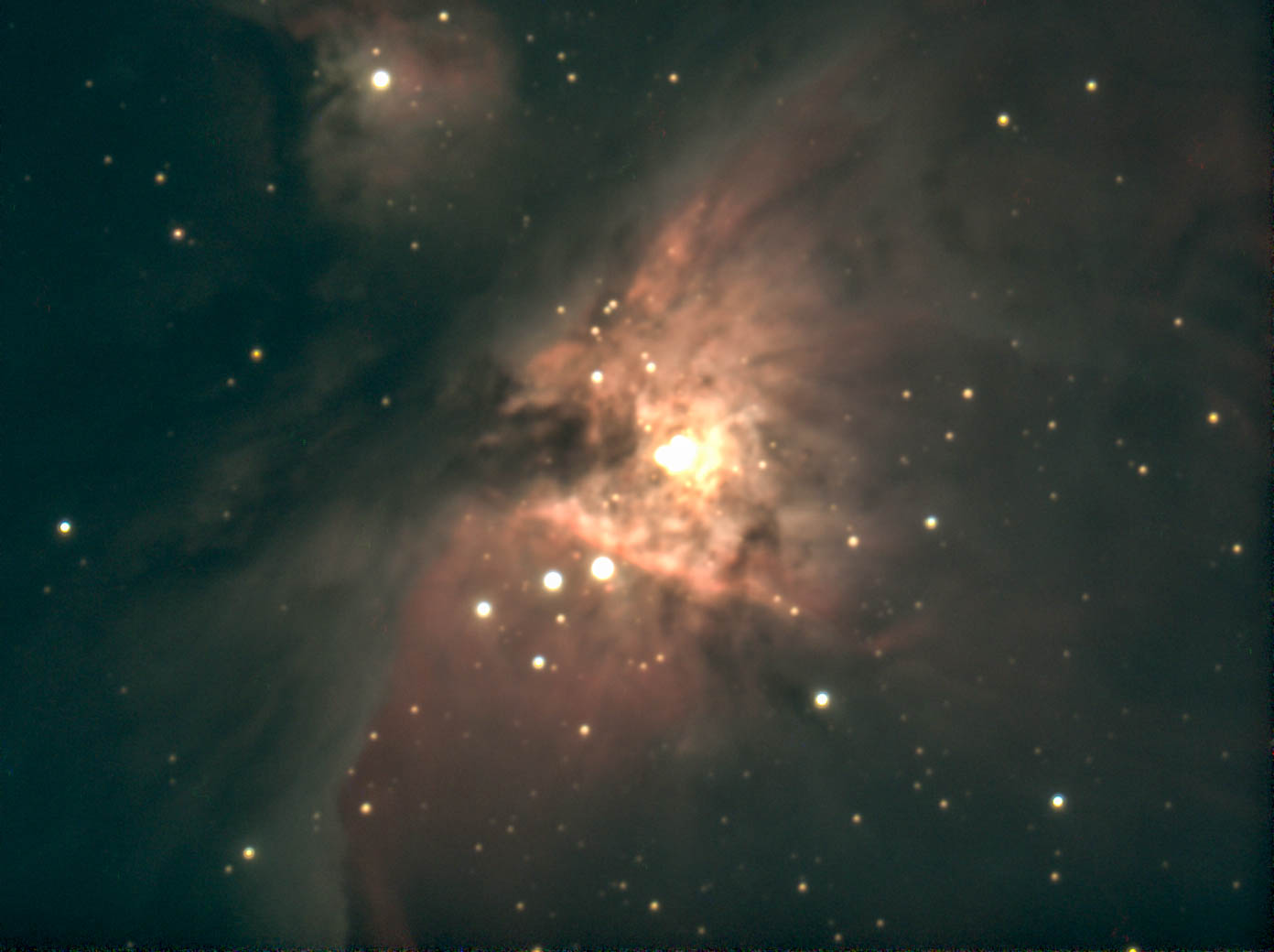 M42 The Orion Nebula (andrew Farrow) Taken on 8th Jan 2022 4sec exposures for 604 secs total exposures Using a Meade 8” scope on EQ6 pro mount Atik Infinity camera with 0.67 reducer. Thin cloud