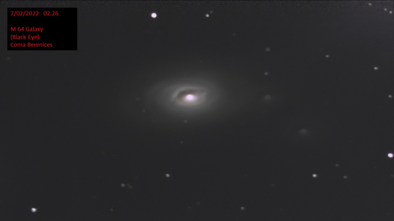 M 64 Galaxy (Black Eye) Coma Berenices (Hugh C. Somerville) Sun 6th Feb 2022