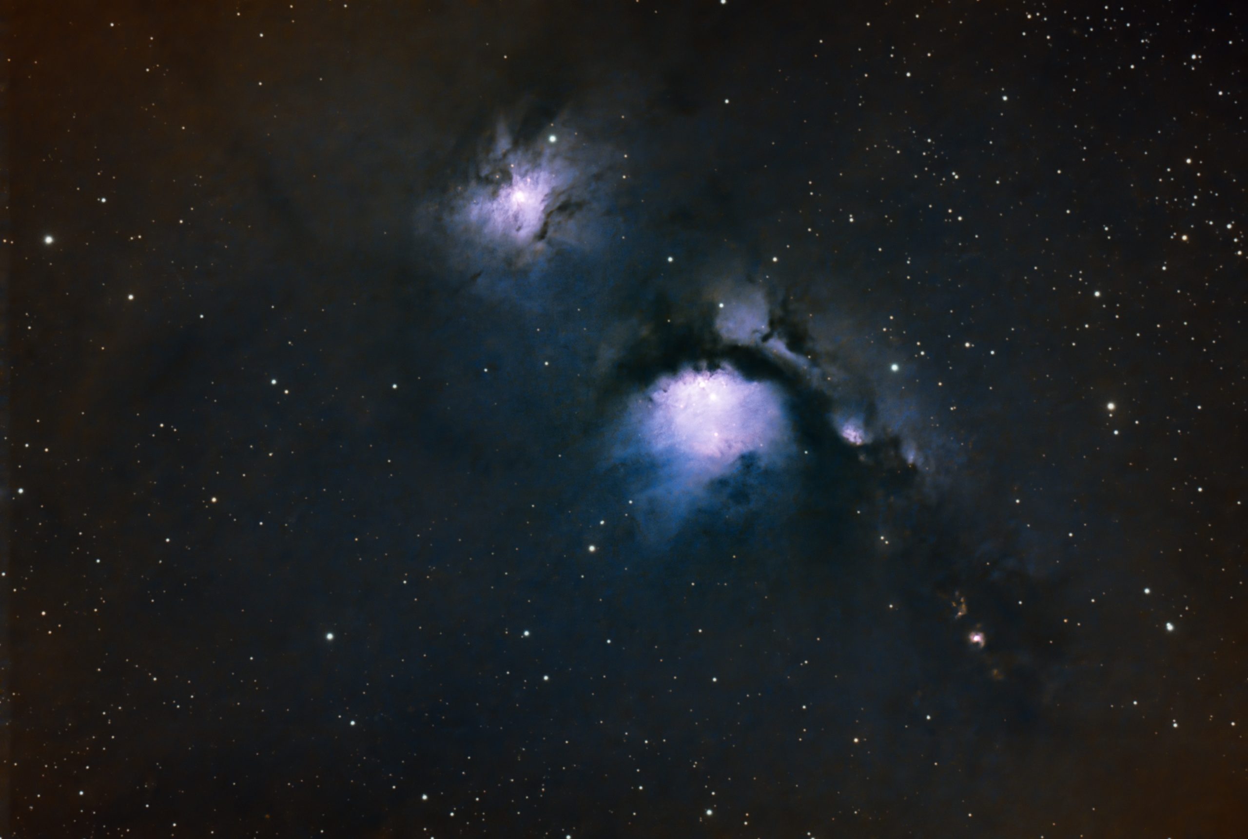 Casper the Friendly Ghost Nebula or M78 (Ian A Smith) Skywatcher 190MN, NEQ6 mount, Altair CCD-CLS filter, ASI294MC Pro at -20C. 19 x 5 minute exposures (1 hours 35 minutes) at Gain 120, Offset 30, 50 dark frames, 50 flat fields and 50 dark flat frames. Processed in APP, Pixinsight Topaz denoise and Photoshop. Collected between 19:36 and 21:58 on the 5th of March and 19:48 and 20:24 on the 6th of March, 2022.