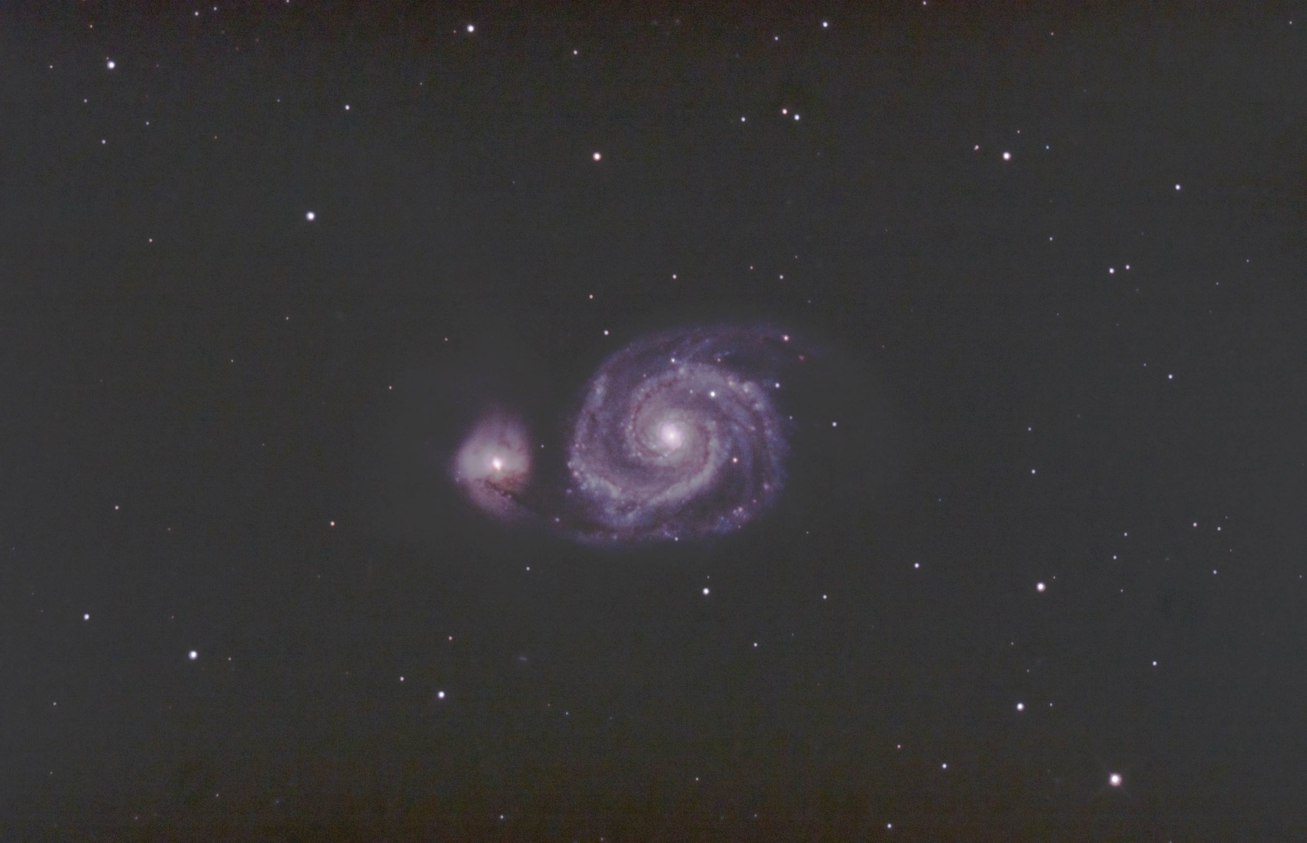 M51 Whirlpool Galaxy (nigel goodman) NINA 270322 SLCC 294C LProMax 180s 121g 20ofs -15C x 41 (1 of 1) So back to an old favourite last night, M51, using my 6" Classical Cassegrain ( which is not really meant for DSO's, but in the absence of planets.... ). Continuing to learn the use of NINA for acquisition. Guiding last night was superb, around 0.5 arc seconds. Stack of 41 x 180 secs at 121 gain and 20 offset. Sensor at -15 C