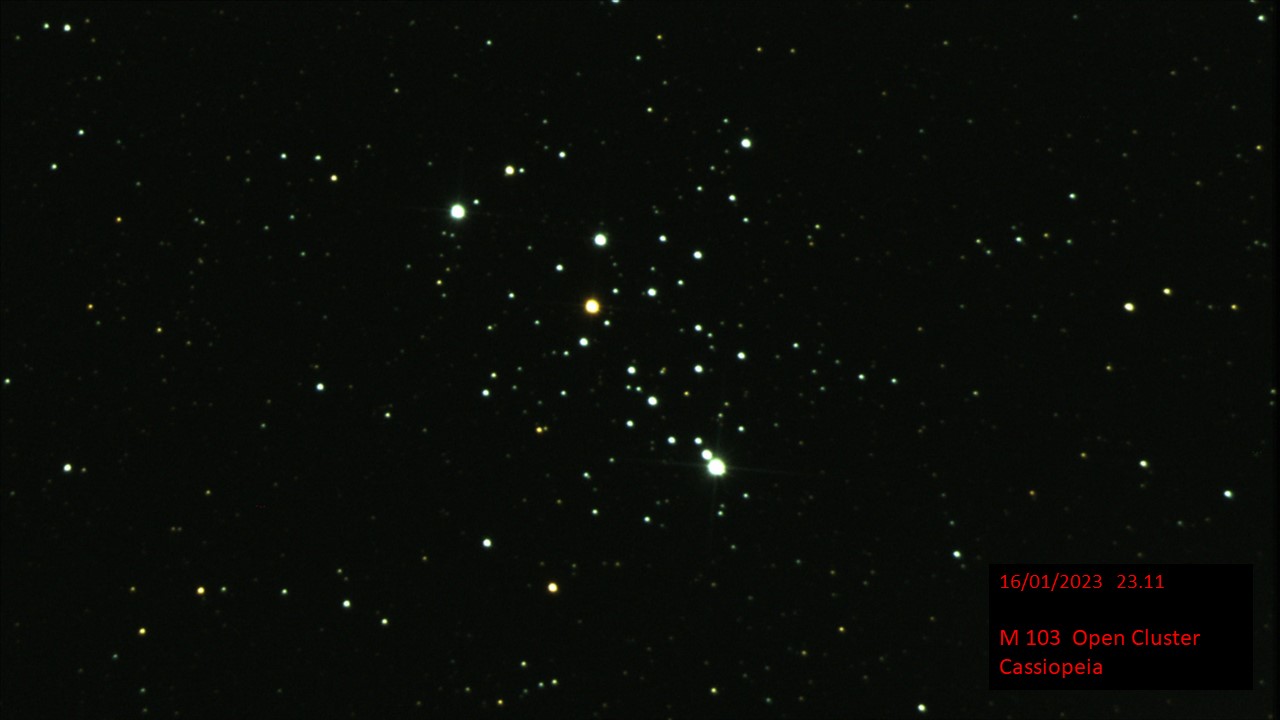 M 103 (Hugh C. Somerville) Open Cluster Cassiopeia Mon 16th Jan 2023