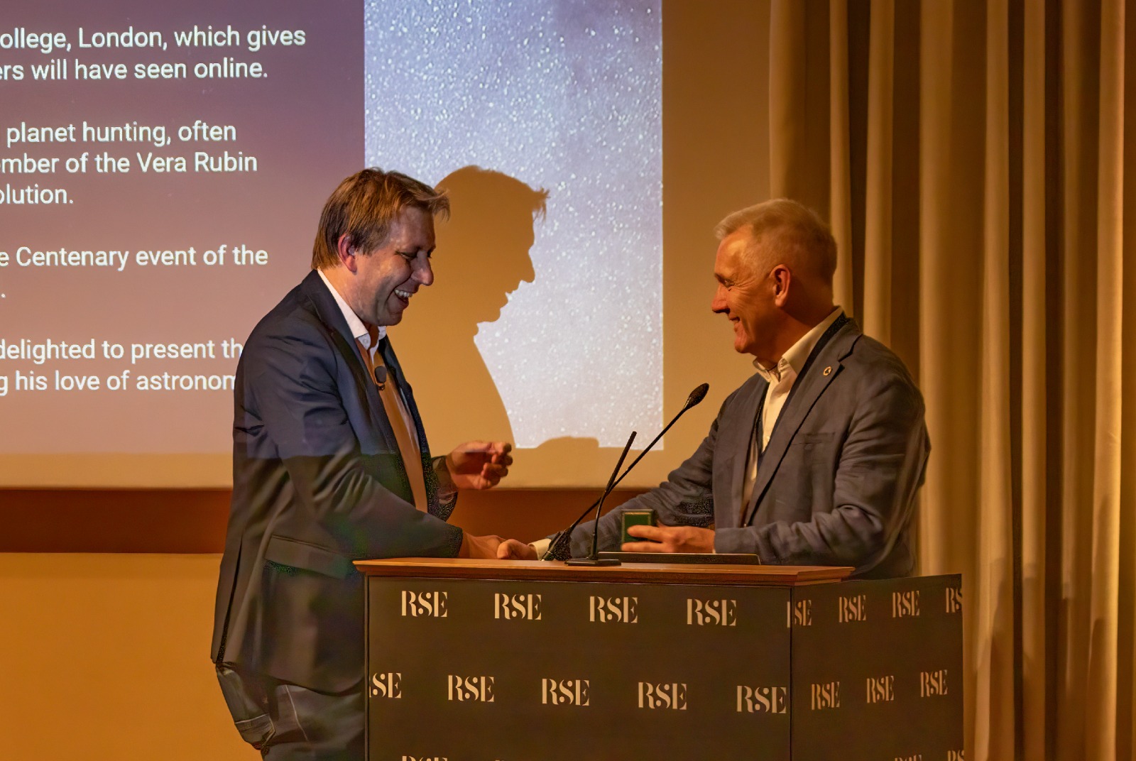 The Lorimer Medal presented to Chris Lintott by President Mark Phillips