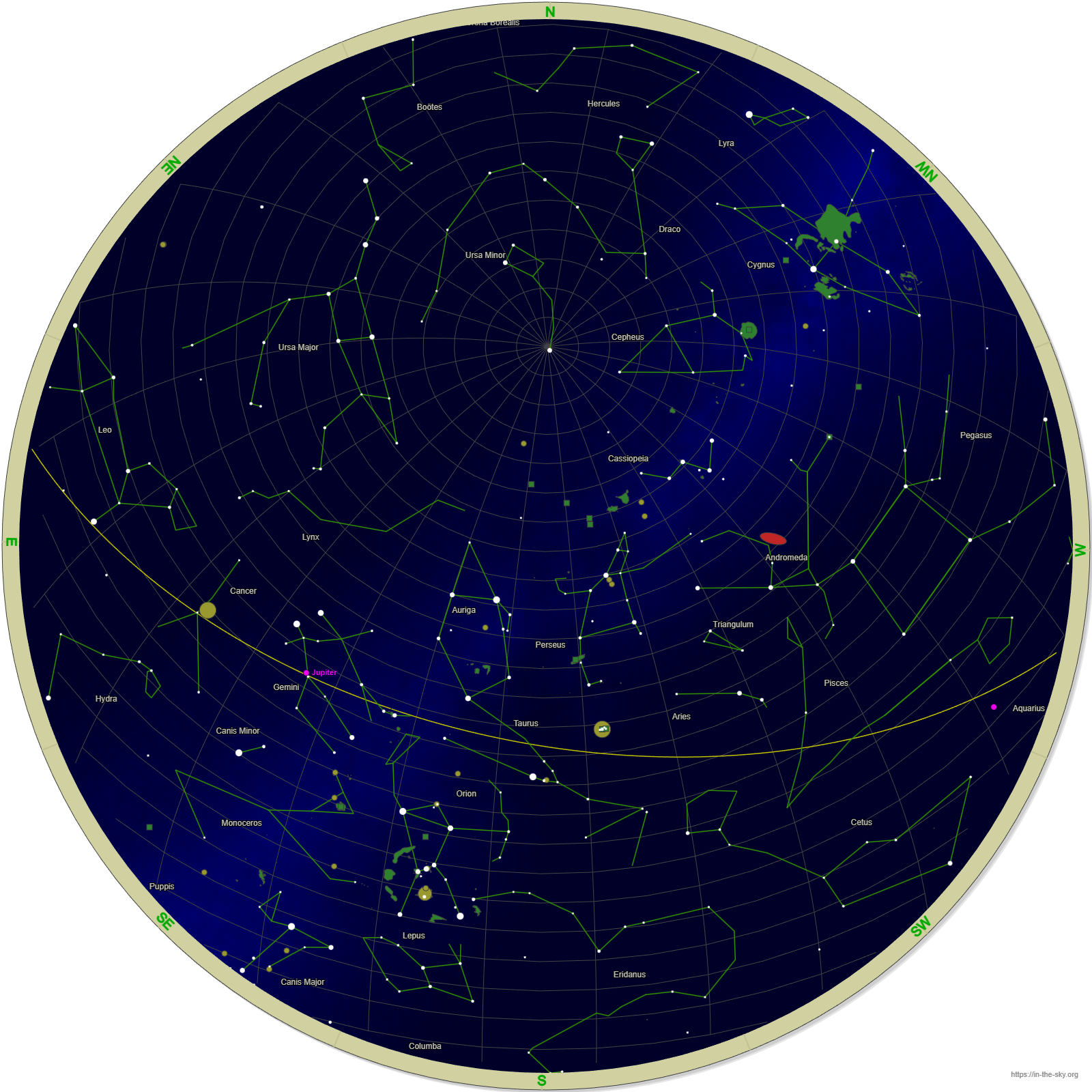Sky Chart for Edinburgh November 2025