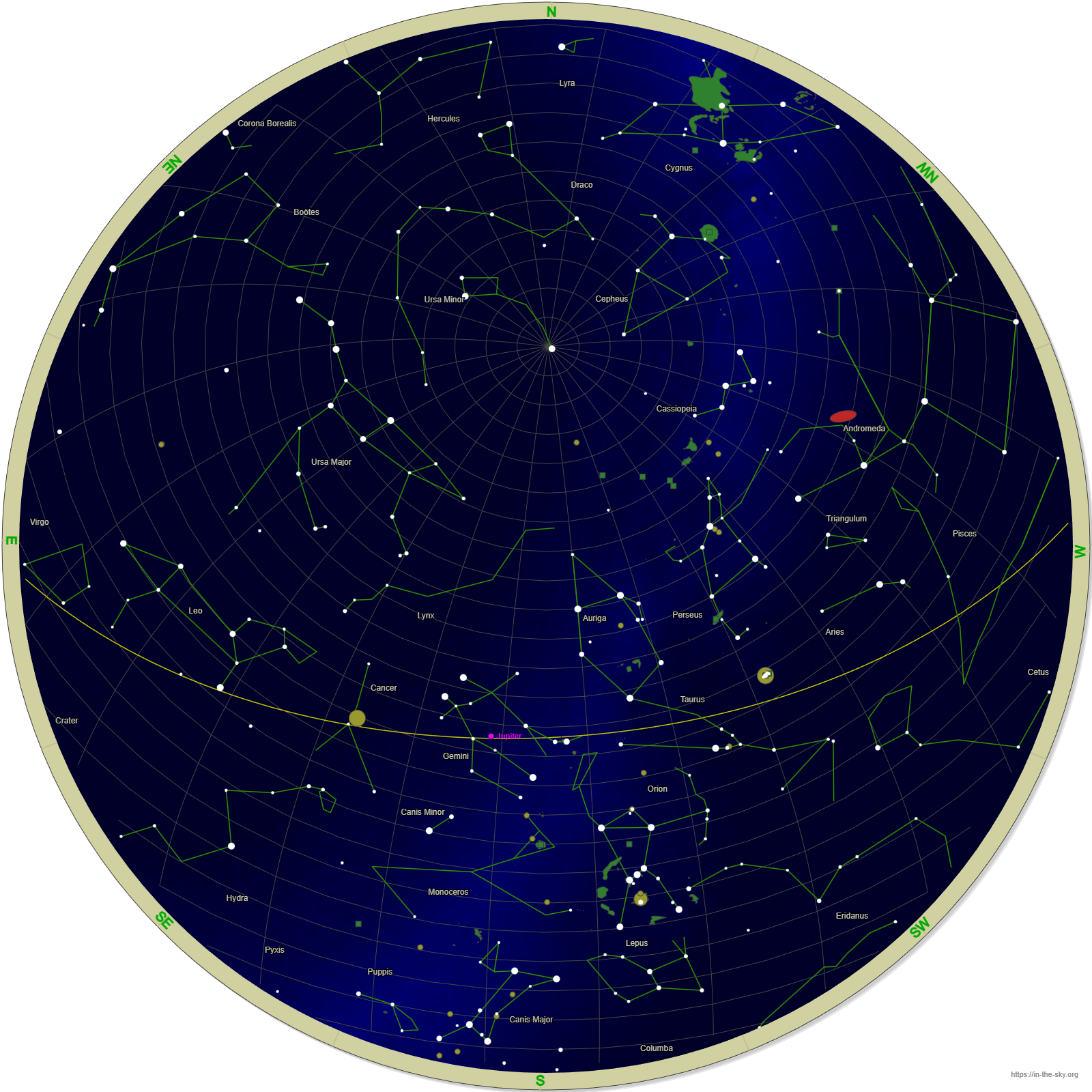 Sky Chart for Edinburgh November 2025