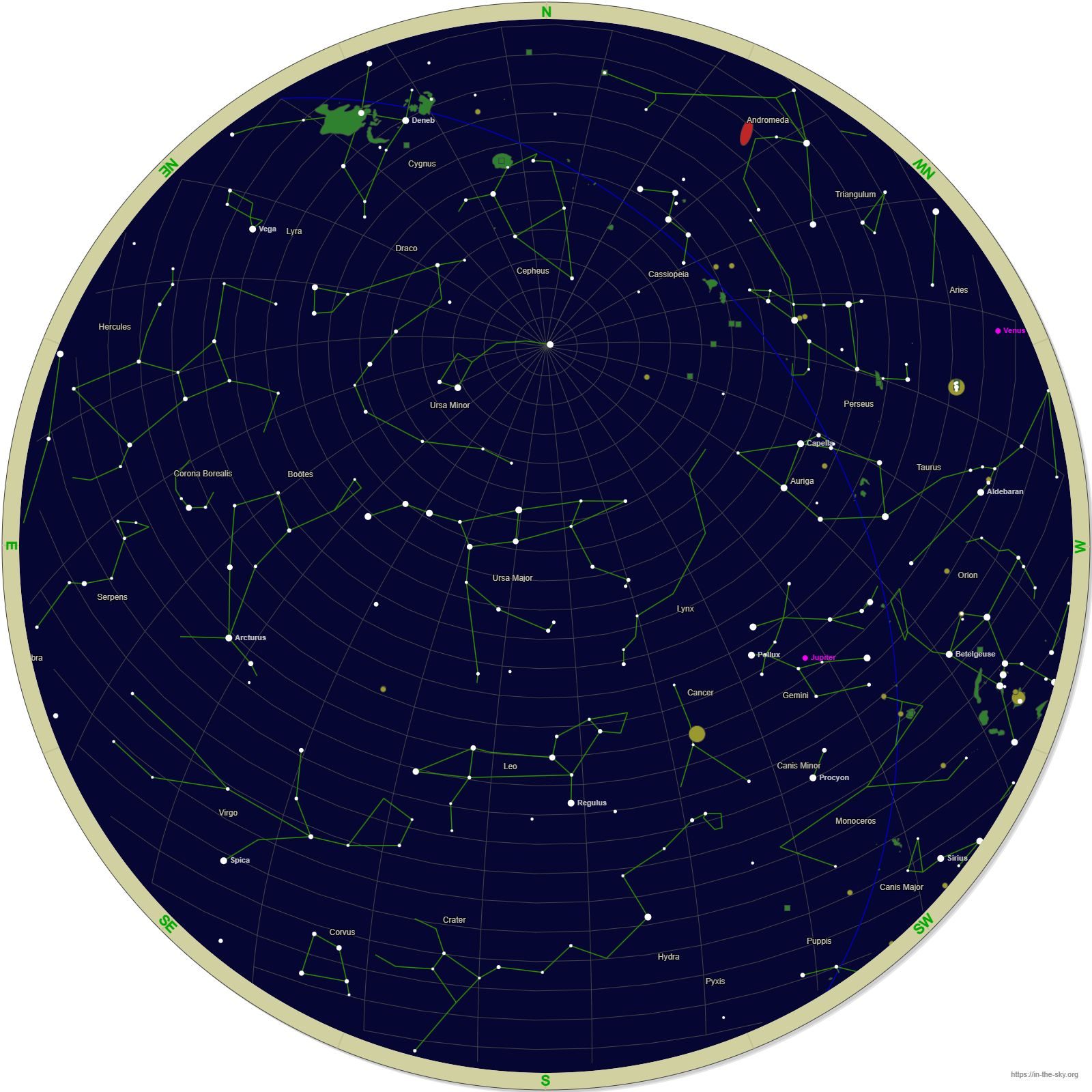 Sky Chart for Edinburgh November 2025