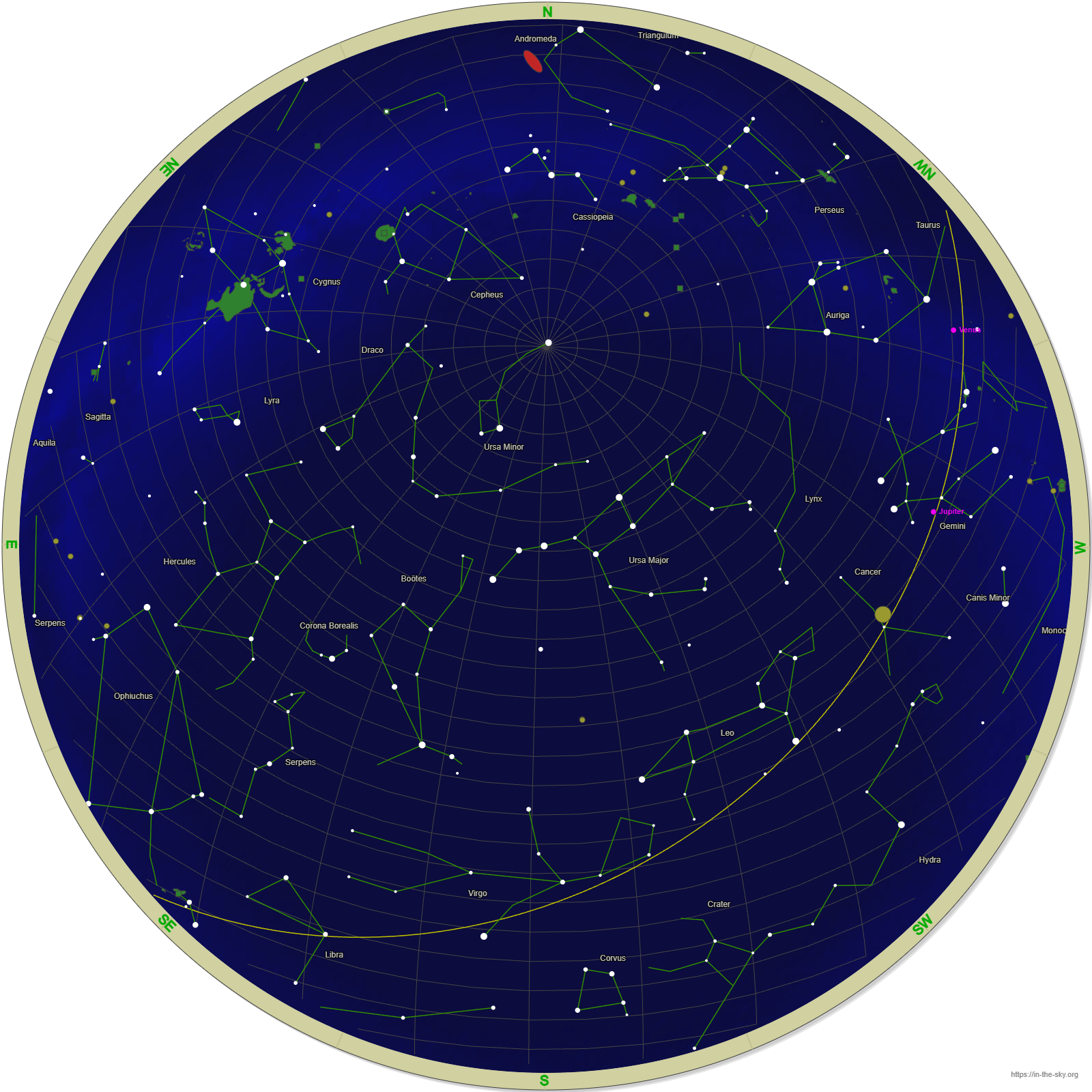 Sky Chart for Edinburgh November 2025