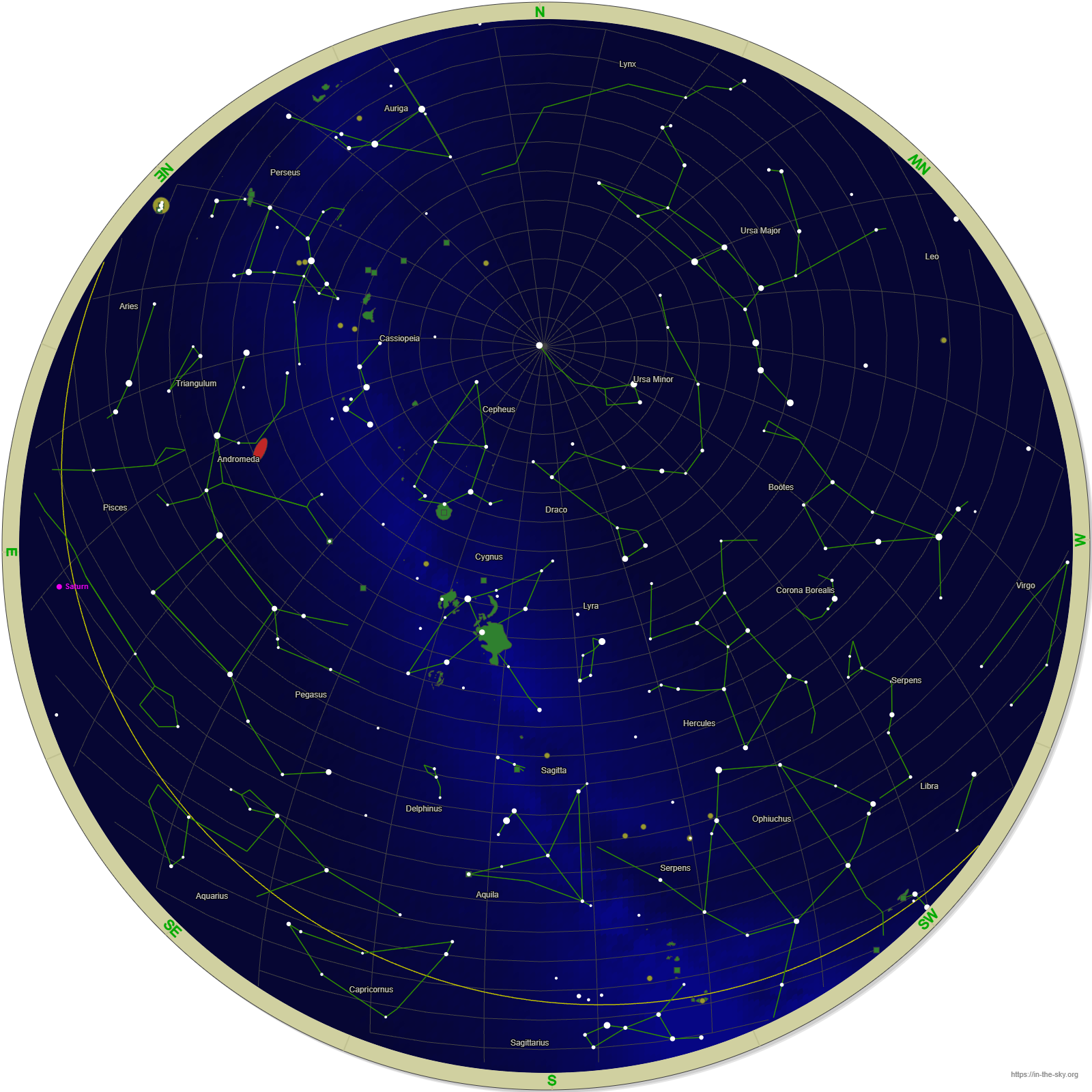 Sky Chart for Edinburgh November 2025