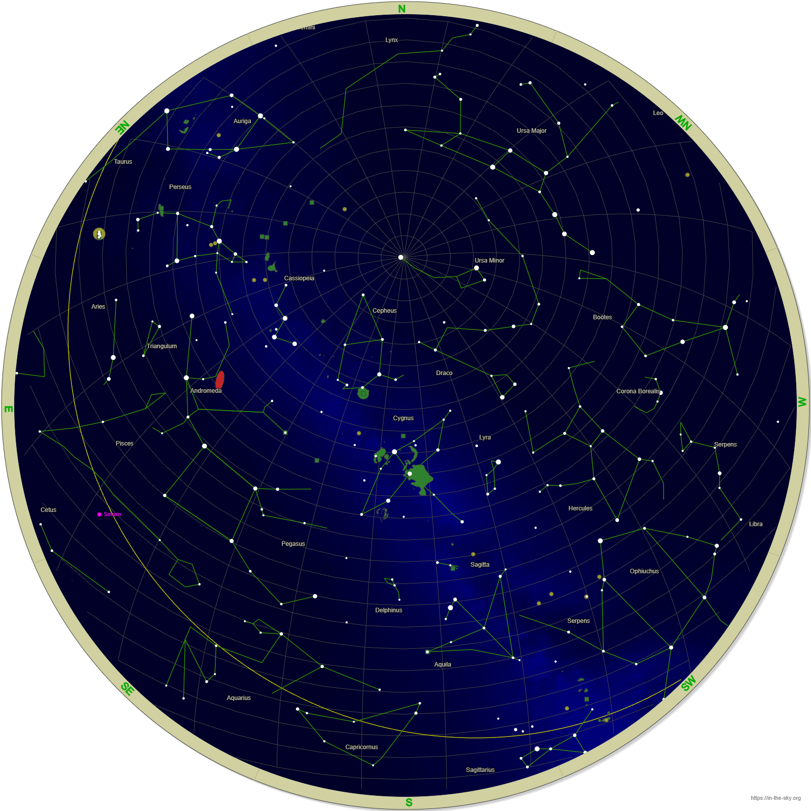 Sky Chart for Edinburgh November 2025